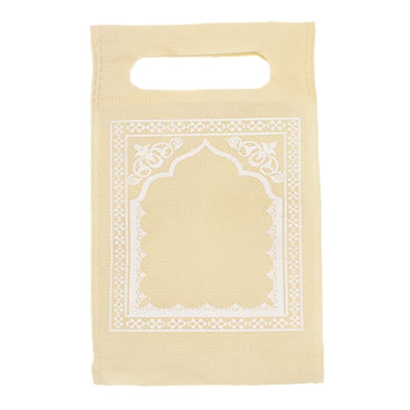 Alfombra de oración musulmana plegable, alfombra islámica interactiva de oración, ornamento para Eid Ramadán, decoración religiosa: off white