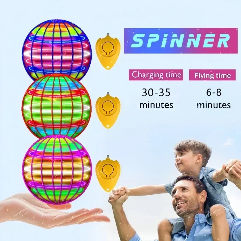 Flying Rotating Ball Dart Toy Luminous Magic Toy Ball Children's Handheld Control Color LED 360 ° Rotating Suspended Ball