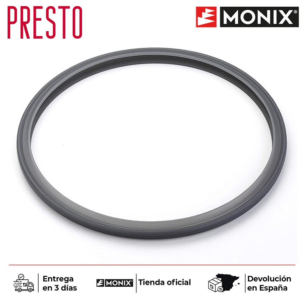 Monix Presto - Junta de silicona de olla a presión 4 y 6 L. Recambios para olla a presión Express Monix. Repuesto de junta goma cierre tapa presion.