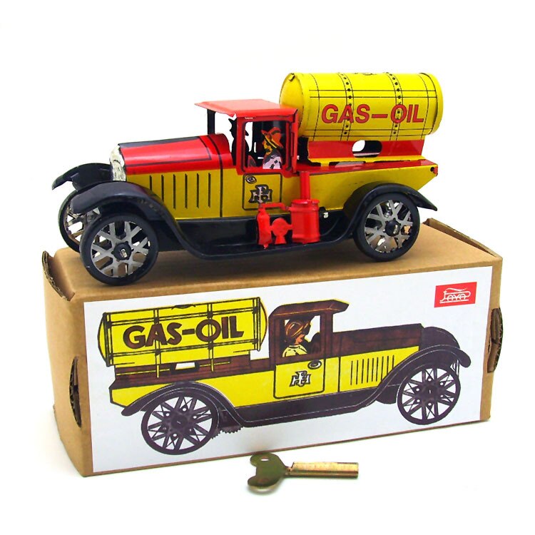 Jeugdherinnering Antieke Blikken Speelgoed Retro Wind up Metalen Voertuigen Speelgoed Auto 'S Zakka Home Decor Spanje GAS-OLIE Tank truck
