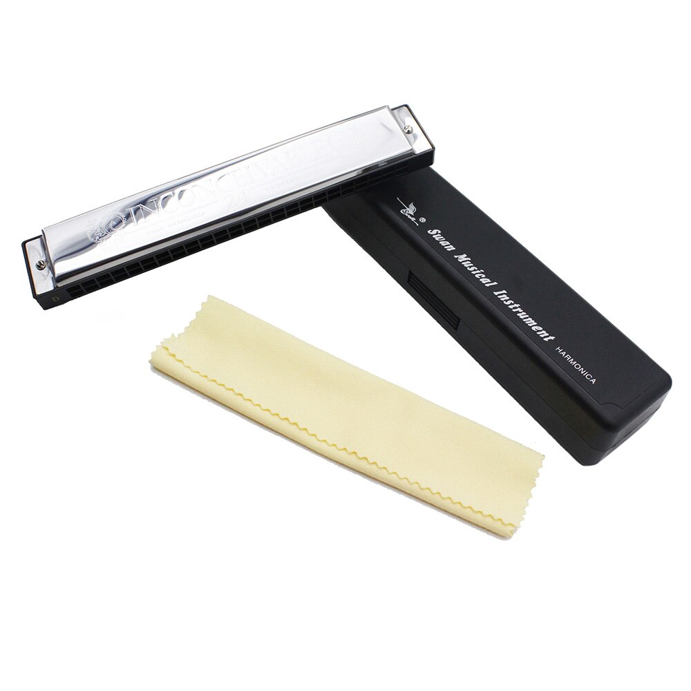 Key of D 24 Double Holes Tremolo Harmonica Mouth Organ with 48 Reeds Woodwind Instruments