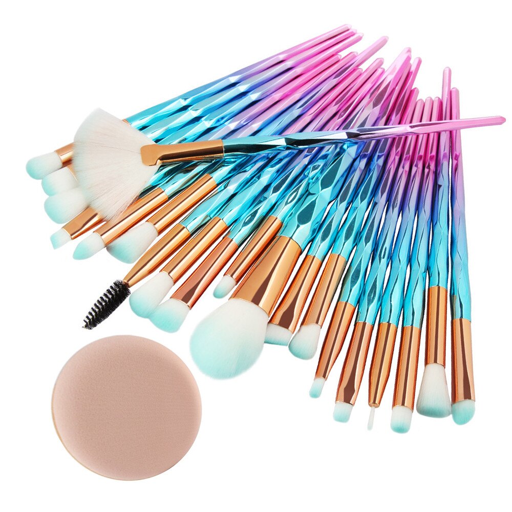 MAANGE 20 piezas brochas de maquillaje de diamantes Set base de polvo rubor mezcla de sombra de ojos labios cosméticos belleza maquillaje pincel: E