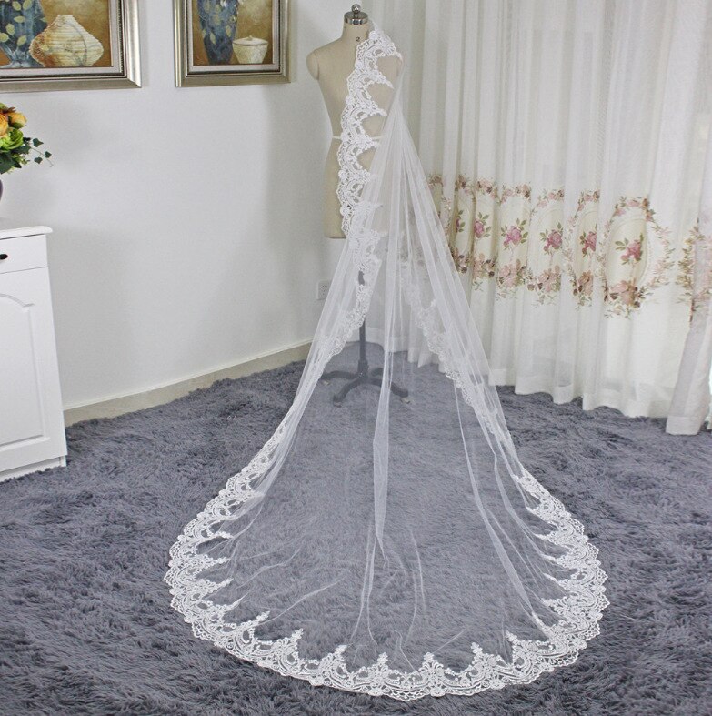 Velos de novia de encaje clásico, accesorios de boda elegantes, aplique de una capa, nuevos