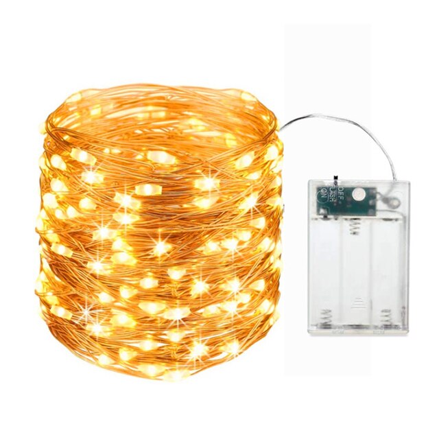 Fairy Lights Led 2 * Aa Batterij Aangedreven Kerst Bruiloft Decoratie Guirlande Indoor Outdoor Party Decoratie Licht String: WARM-WHITE / 2M 20LEDS