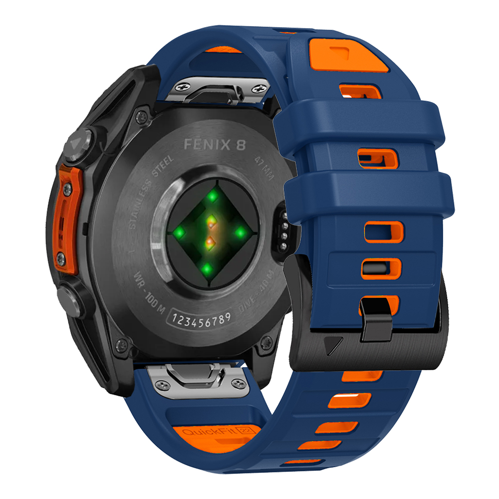 QuickFit 22mm 26mm Fenix8 Watch Band For Garmin Fenix E 8 47mm 51mm 7 7X 6 6X/Epix Pro/Enduro 3 Two-Tone Silicone Strap Bracelet: Black Green / 12mm