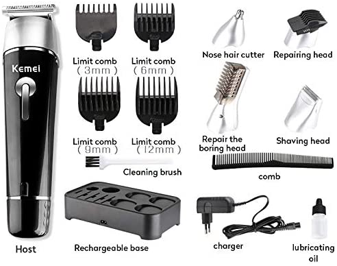 Kemei 5 in 1 Rechargeable Electric Hair Clipper Shaver Nose Trimmer KM-1015 For Man Waterproof Hair Clipper Cordless