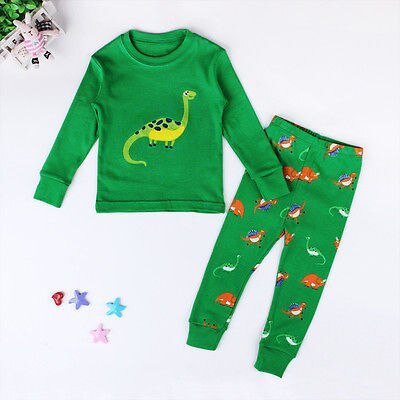 nuovo amabile bambino ragazzo dinosauro verde abbigliamento per la casa pigiama impostato pigiami per ragazzi abbigliamento per la casa pigiami per bambini 1-7T