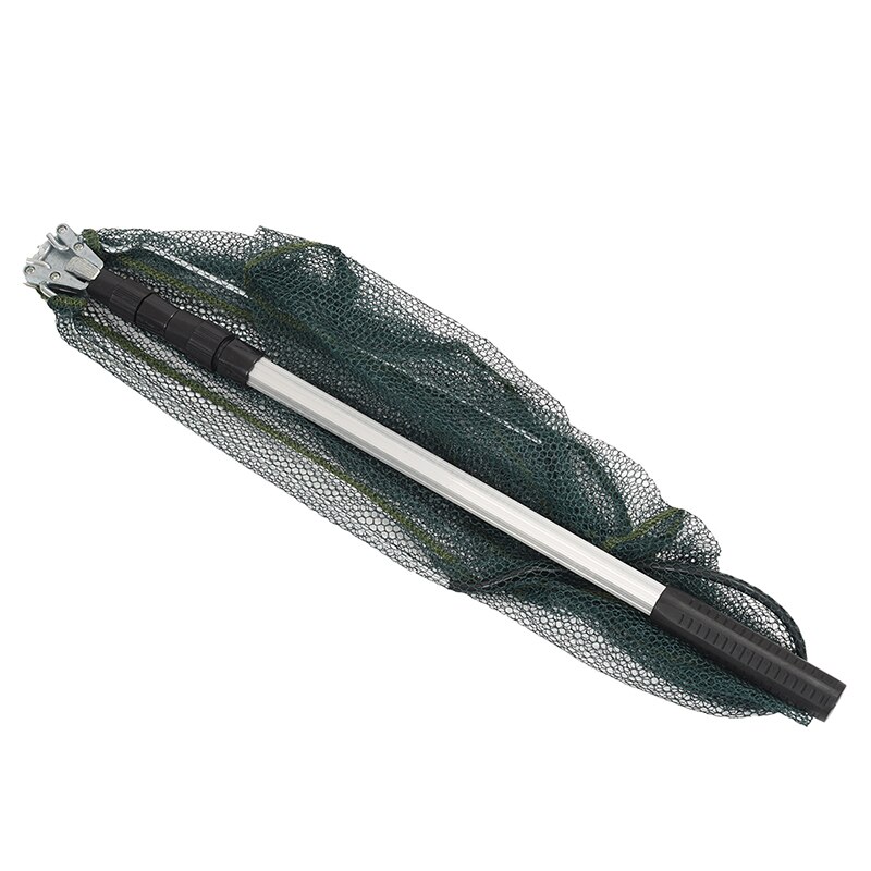 Triangular Folding Fishing Landing Net Aluminum 3 Section Extending Pole Handle green