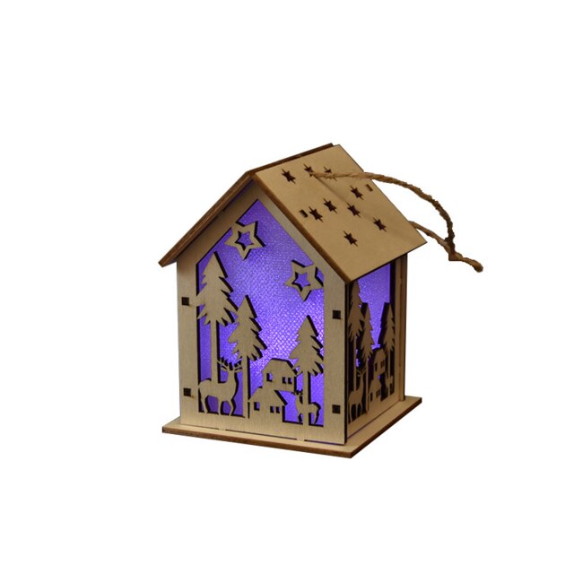 Festival LED Licht Weihnachten Baum Dekorationen Für Haus Holz Haus Nizza Beleuchtet Holz Haus DIY Fenster Dekoration: Baum-M