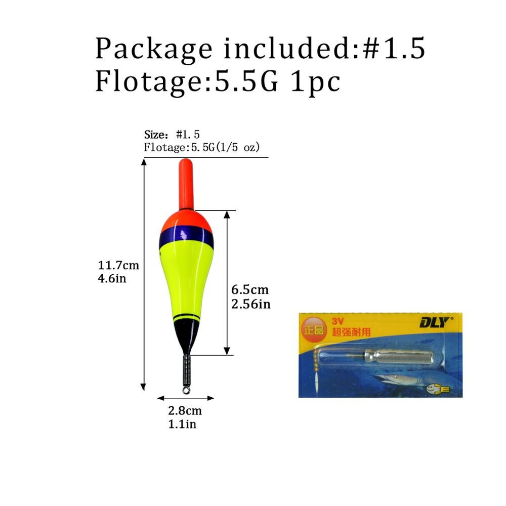 1 stykke lysende fiskebåt bobber ledet fiske lyspinne bøy elektronisk glød stein fiske flottør til natt  #1.5 #2.0 #3.0: 1 stykke størrelse 1.5