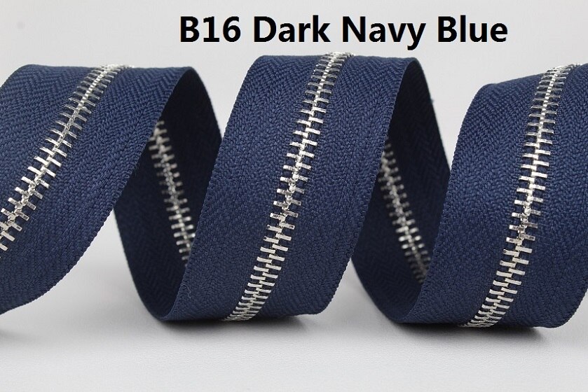 5 # zilver metalen rits enkele open-end grijs donker grijs navy blauw metalen rits roll high grade: B16 Dark Navy Blue