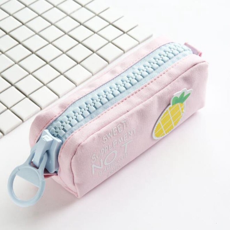 Grote Rits Etui School Etui Voor Meisjes Jongens Student Briefpapier Canvas Fruit Potlood Tas Leuke Pen Box School levert: pineapple