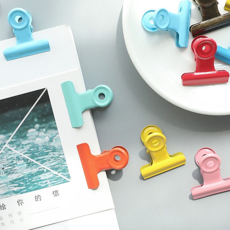 1 pc kleurrijke clips ronde metalen klem clips voor het inbinden van bestanden school kantoorbenodigdheden schrijfwaren bullet stippel dagboek