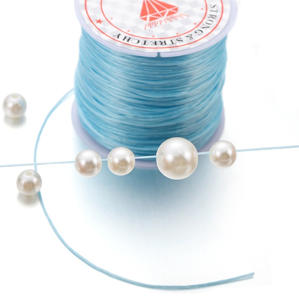 Hilo elástico redondo de 10/40M y 1mm, línea de cristal, cordón elástico de goma de nailon, cuerda elástica para hacer joyería DIY, pulsera de cuentas