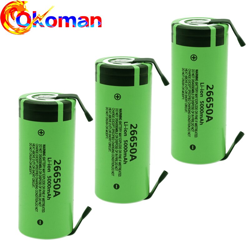 3.7V 26650 Battery 5000mAh Li-ion Rechargeable Battery For LED Flashlight Torch Li-ion Battery accumulator battery