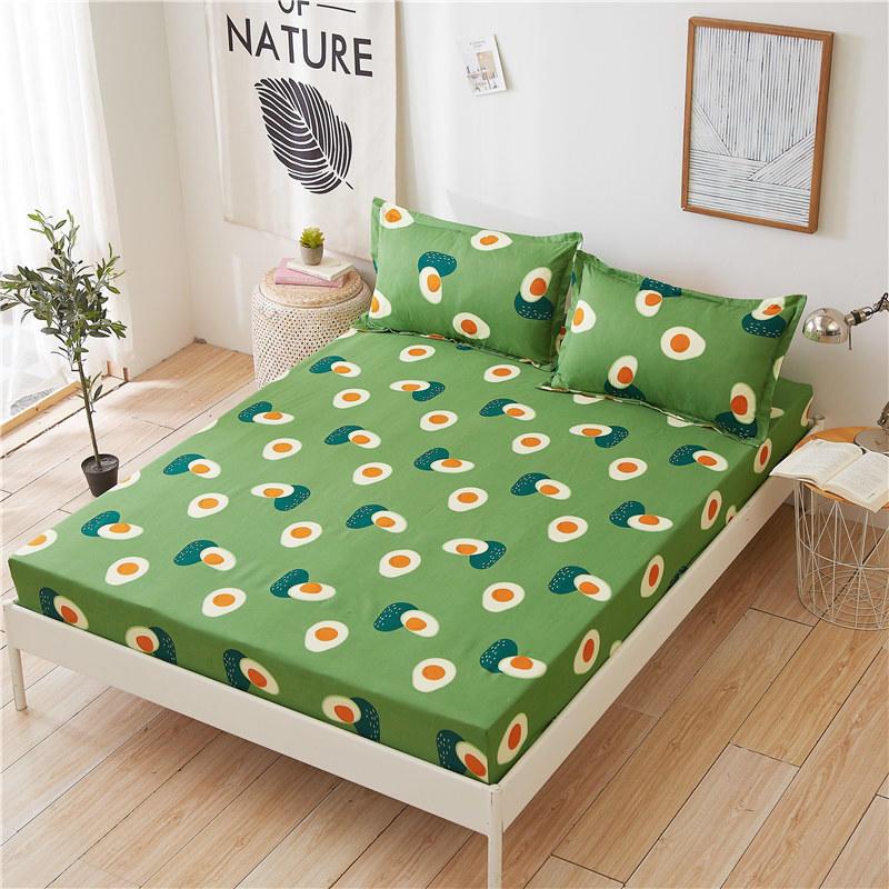 avocado bed sheets 1pc Bedsheet Green Avocado Printed Fitted Sheet Mattress Cover With Elastic Band Bed Sheets (No Pillowcase)