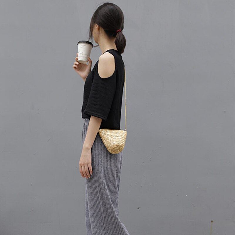 Paglia delle donne Ha Lavorato A Maglia Mini Crossbody Bag Sveglio Elegante Rattan Borse e Borsette Tote Bella Dolce Della Spiaggia di Estate del Sacchetto di Spalla