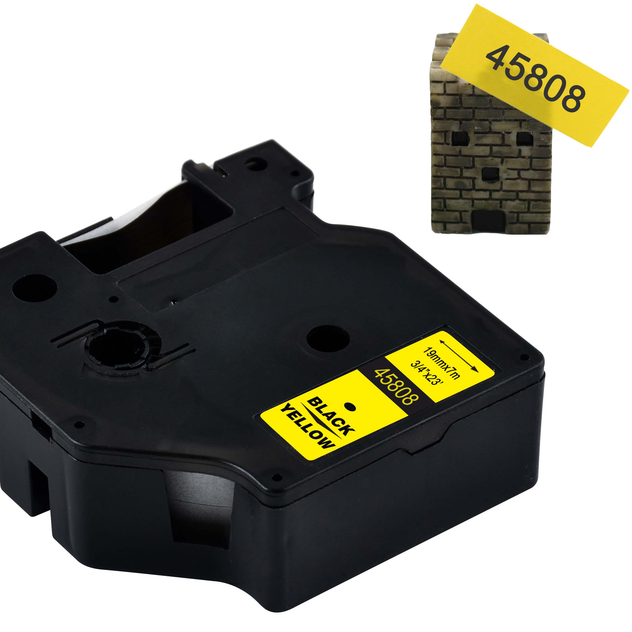 Cidy 5 stk 45803 kompatible dymo labelmanager 19mm d1 sort på hvid dymo maker 45808 label tape patroner til dymo  lm160 lm280: Sort på gul