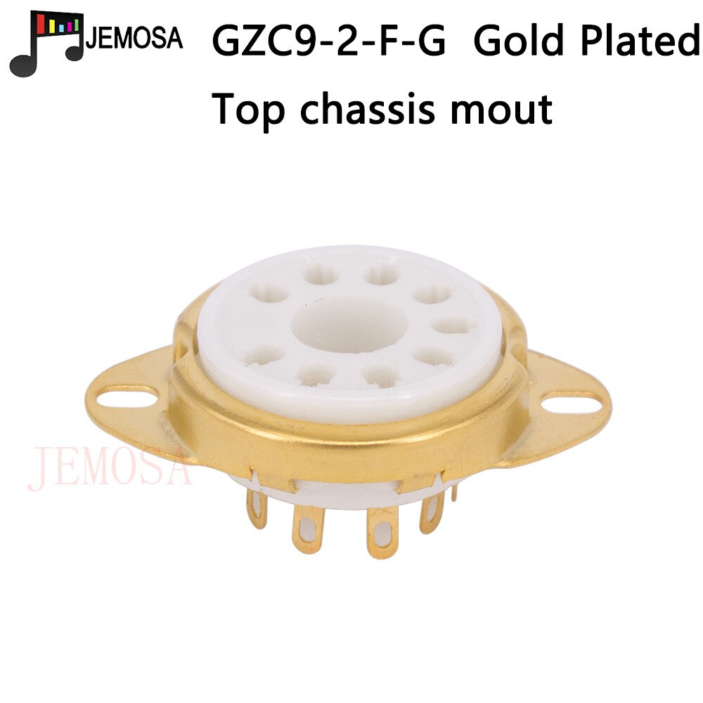 8pcs ceramic tube socket big 9 pins tube socket GZC9-2-F for EL504 PL504 EL519 PL519 6p12p Vacuum Tube Amplifier: GZC9-2-F-G Gold