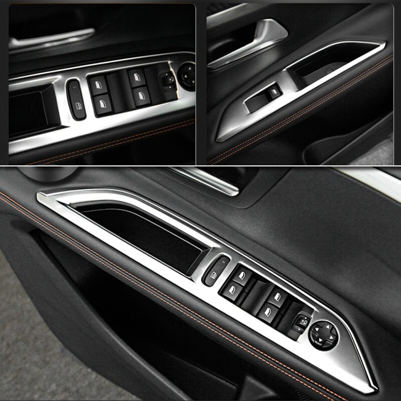4Pcs Car Window Lift Switch Control Panel Frame Cover Trim Bezel Fit for Peugeot 3008 GT 5008 GT