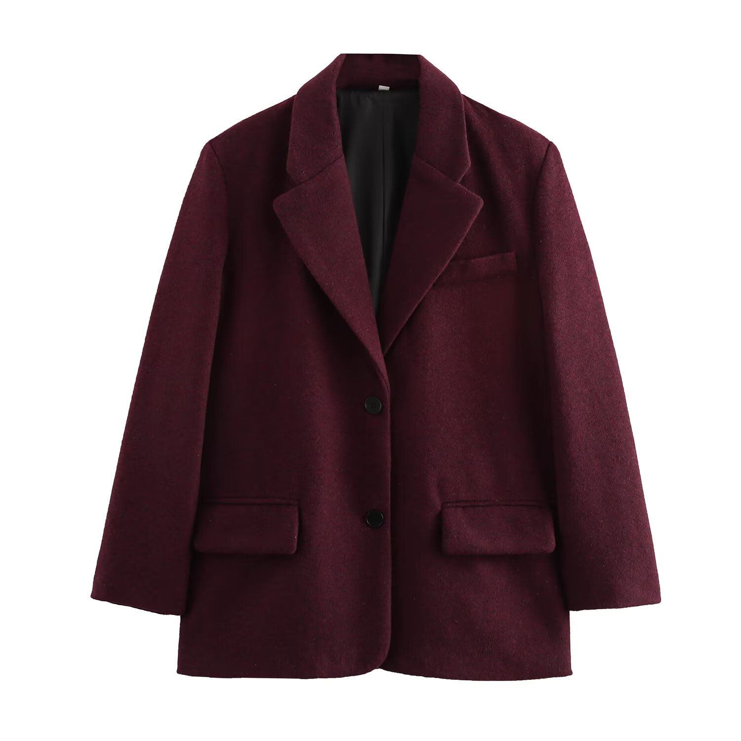 2025 Nuovi abiti da donna: cappotto monopetto con risvolto ampio e alla moda in stile europeo e americano: L / Borgogna