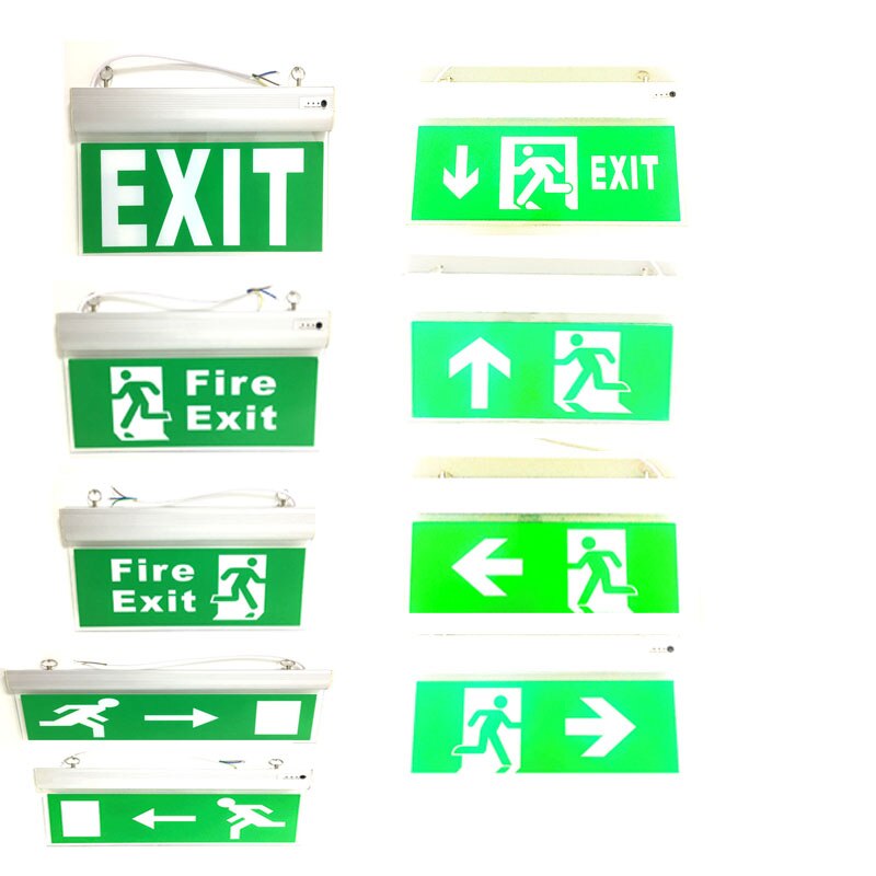 Exit Led Light Ac110/220V Green Exit Sign Emergency Light Fire Safety Indicator Warning Lamp For Bulb Hotel Mall Public Place