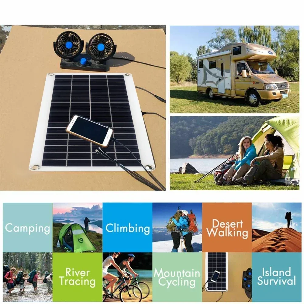 300W 12-18V Solar Panel with 10A-60A Controller Flexible Photovoltaic Power Charging Board for Electronic Phone Car Charging
