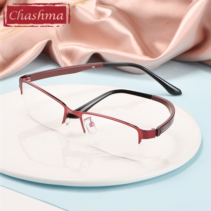 Chashma damesbril op sterkte, stijlvolle optische bril met half montuur voor vrouwen
