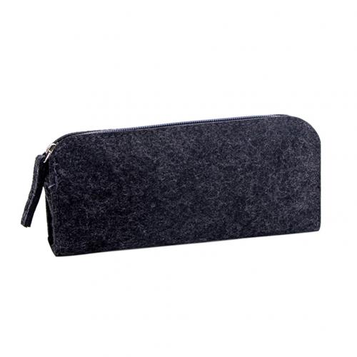 Bolsas de lápices redondas/planas con cremallera, estuche de bolígrafo de gran capacidad, soporte para bolígrafos para estudiantes, estuche de bolígrafo: Black Flat