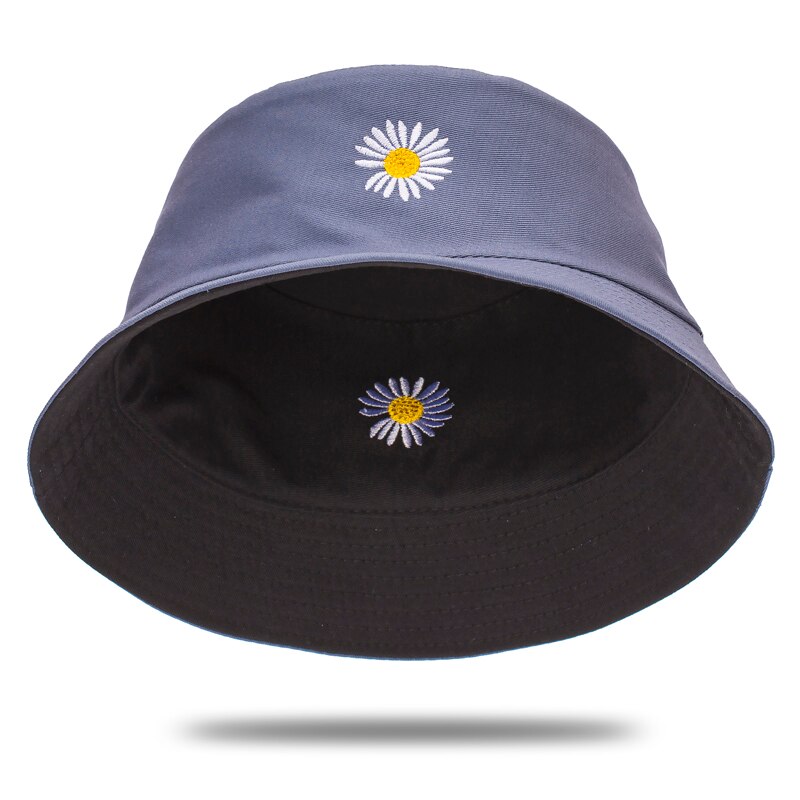 Chapeau Seau Marguerite Double Face + Manches - 56-58 Cm, Polycoton, Protection UV, Blanc/beige