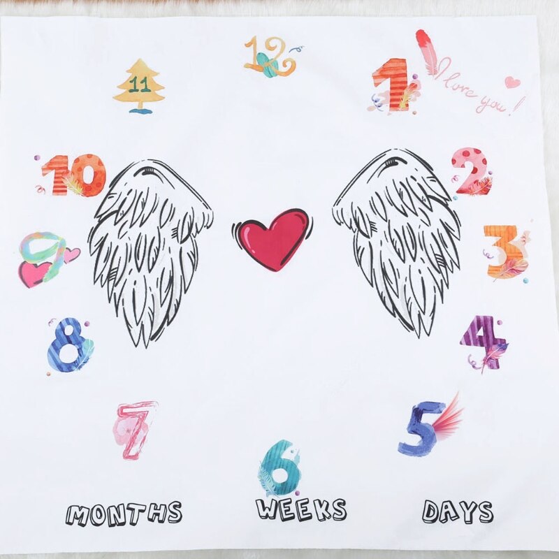 Newborn Infant Baby Milestone Frame Photo Blanket Angel Wings Blanket Baby Photography Prop Shower Photo Accessories- m20