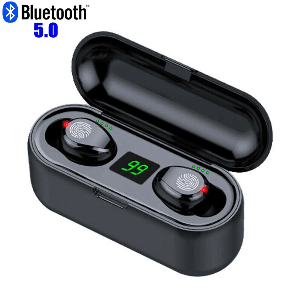 F9 TWS Bluetooth Oortelefoon LED Draadloze Hoofdtelefoon Met Microfoon Bluetooth Oortelefoon Stereo Geluid Muziek Mini Oordopjes Bluetooth Hoofdtelefoon