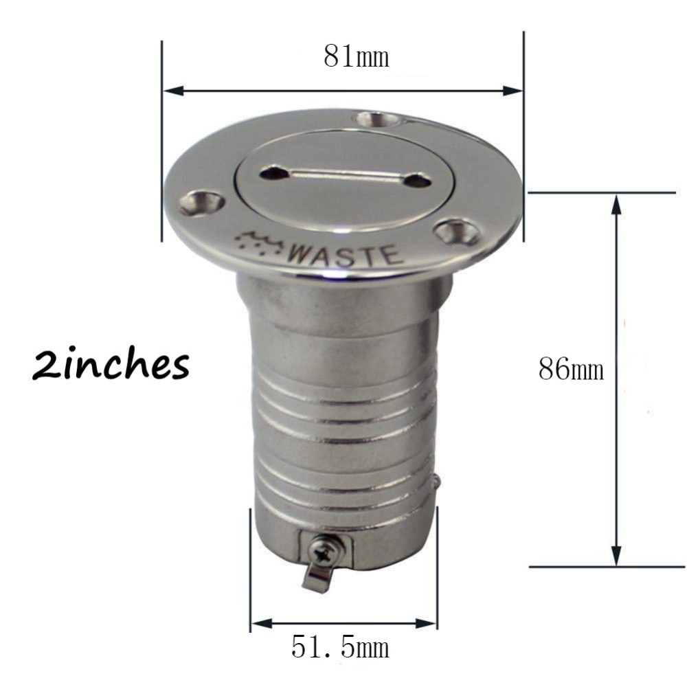 2 Inch Boot Dek Filler Rvs Water Afval Brandstof Gas Diesel Tank Dek Vullen Filler Poort Key Cap Boot accessoires