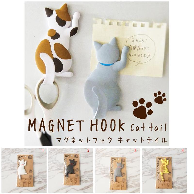 Gancho de pared magnética con forma de gato para colgar llaves, imán para nevera, decoración para puerta