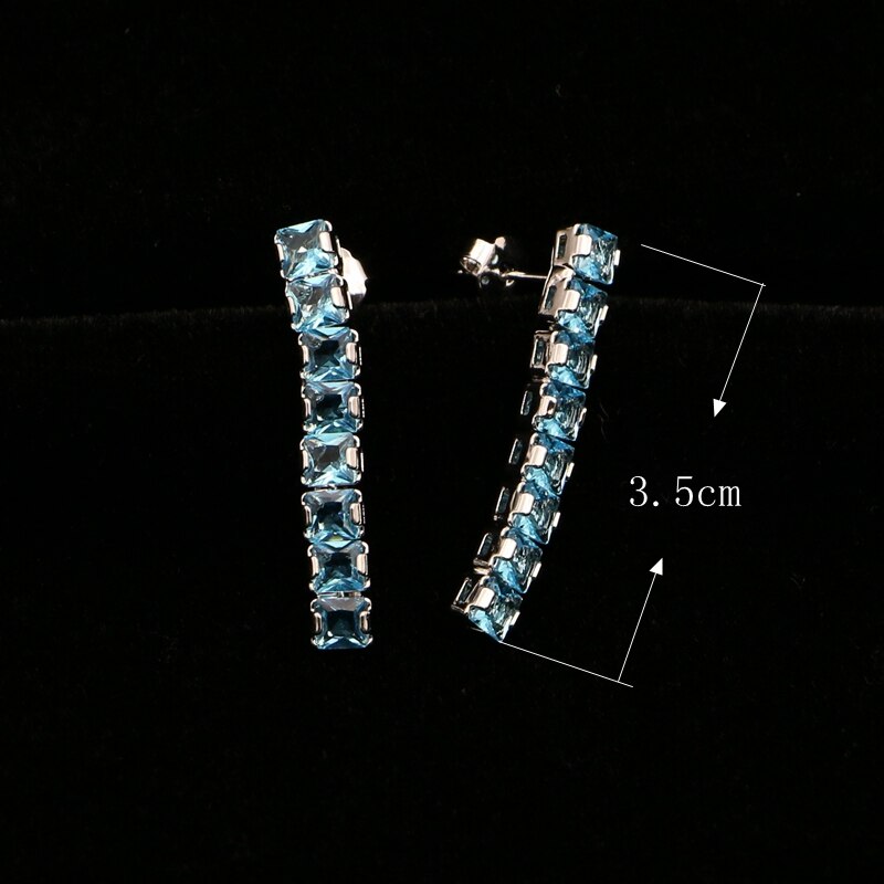 Hemelsblauw Zirconia Zilveren Kleur Sieraden Sets Voor Vrouwen Bruiloft Armband Hanger Oorbellen Ketting Bruids Sieraden Sets