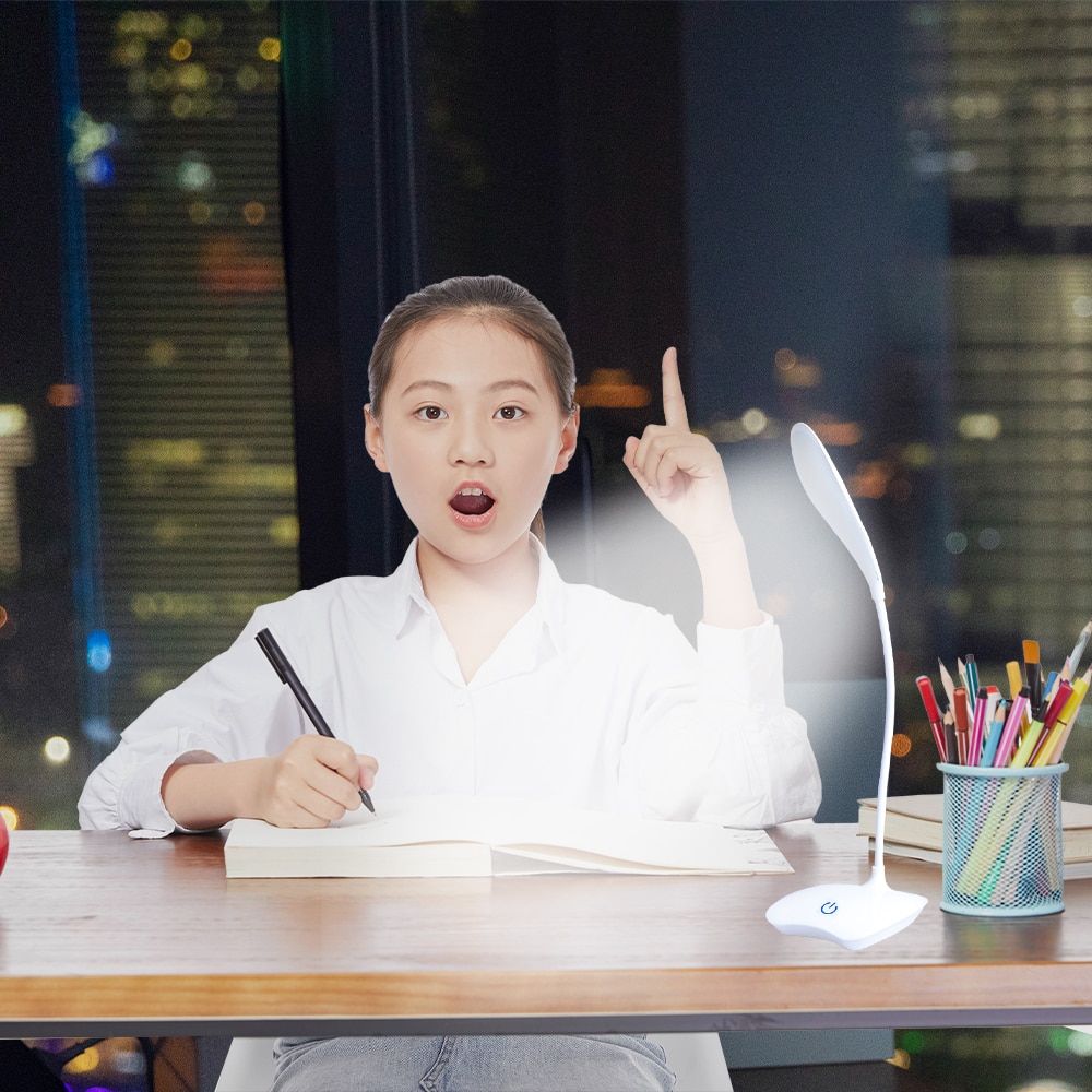 Bureaulamp Oplaadbare Batterij Led Tafellamp Flexibele Zwanenhals Oogbescherming Bureaulamp 3 Dimmers Leeslamp Nachtkastje Lezen