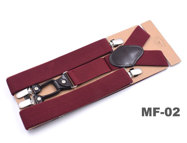 Men Suspenders Straps Trouser Braces Adjustable Elastic Solid Color Y Back 4 Clips for Wedding Casual Formal Father Husband: MF-02