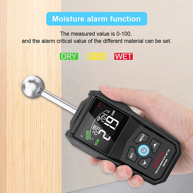 Digital Wood Moisture Meter Hygrometer Non-contact Timber Damp Detector Alarm Non-destructive Humidity Tester Moisture Detector