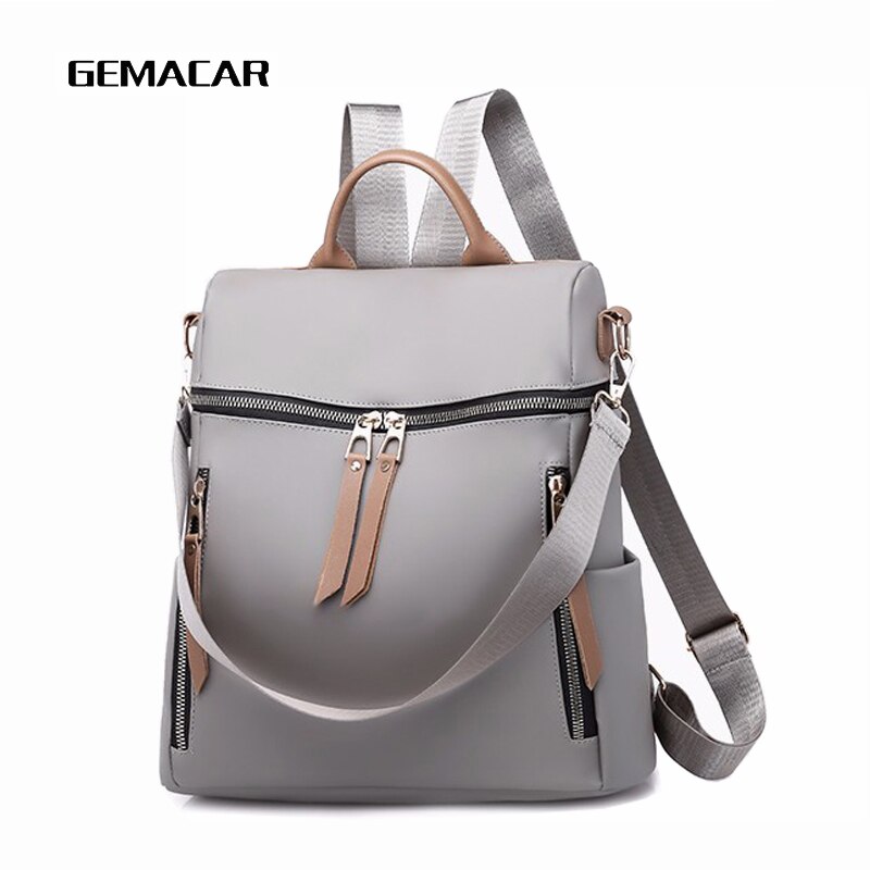 Casual Vrouwen Multifunctionele Tas Waterdicht Eenvoudige Vrouwelijke Grote Capaciteit Rugzak Pu Leer Zwart Grijs