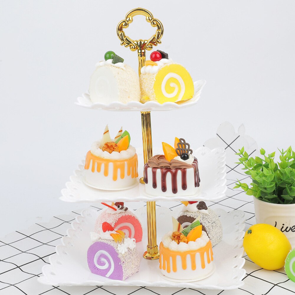 3 Tier Plastic Cake Stand Afternoon Tea Wedding Plates Party Tableware Bakeware Cake Shop Tray Cake Rack Buffet Display Rack
