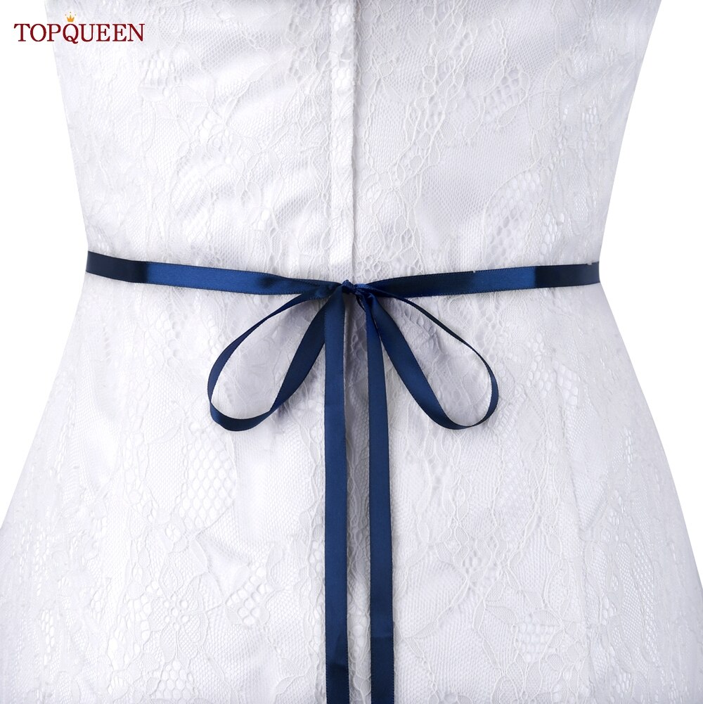 TOPQUEEN-Cinturón de lujo para novia, faja con apliques de diamantes de imitación para vestido de boda, cinturones de joyería, cinturón de Vestido plateado brillante, S437-S: Navy blue  ribbon