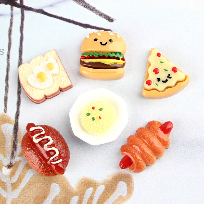 4Pcs Slime Charms Burger Pizza Brood Slime Accessoires Kralen Maken Benodigdheden Met Koord Pouch Voor DIY Ambachten Scrapbooki