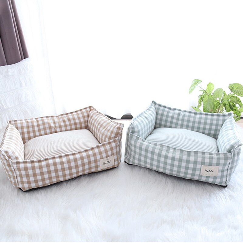 Soft Warm Pet Dog Bed Cat Bed Removable Washable Cotton Linen Nest Small Medium Large Dogs Comfortable Sleeping Mat Pet Supplies
