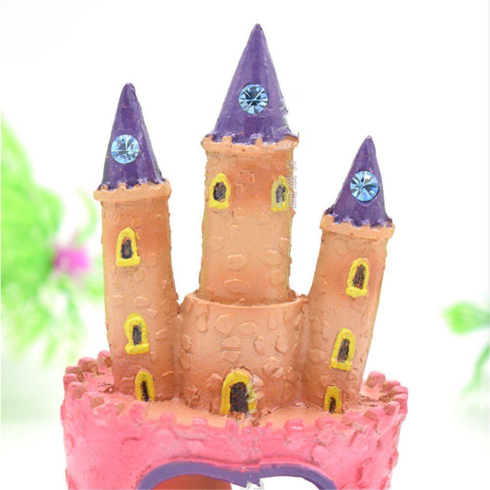 Cartoon Pink Princess Castle Aquariums Decorations Resin Castle Tower Fish Tank Ornaments Home Decoration Aquarium Accessories