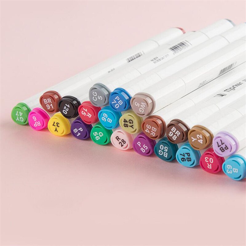 12/18/24/36 -farvet dobbelthovedet markør hurtigttørrende vandafvisende studerende maleri blødt hoved olieagtig krog linje skrivemarkør