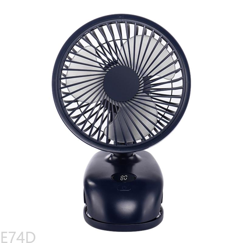 E74D Clipe no ventilador 4 velocidades ventilador pequeno com um forte fluxo ar livre Fan 3600mAh USB: Azul