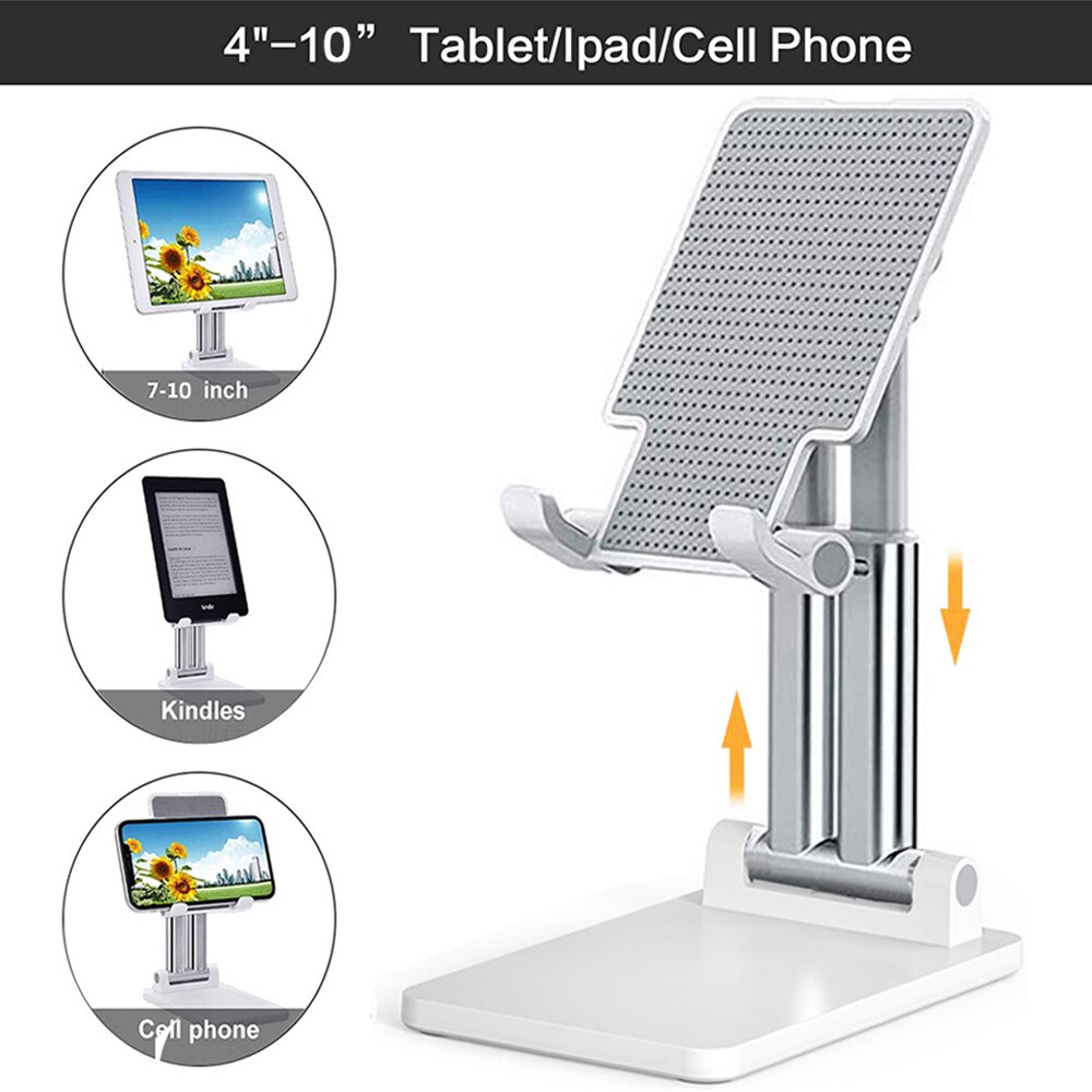 Smart Phone Desktop Tablet Holder Stand Cell Foldable Extend Desk Mobile Phone Support For iPhone iPad Samsung Huawei Xiaomi: T7 White