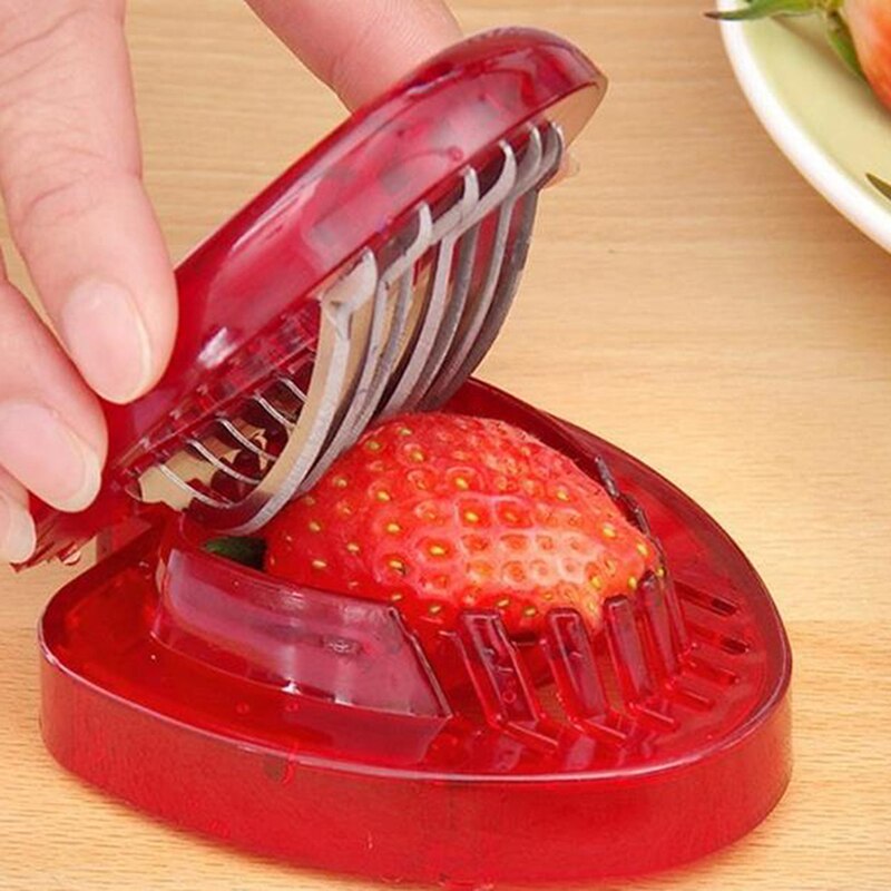Strawberry Slicer Fruit Cutter Carving Tool Salad Cutter Stainless Steel strawberry cutter Fruit slicer Portable Kitchen Gadgets