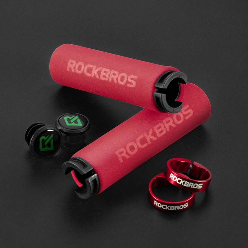 ROCKBROS-empuñaduras de silicona para manillar de bicicleta, empuñaduras suaves antideslizantes y absorbentes de golpes, ultraligeras: BT1001RDRD