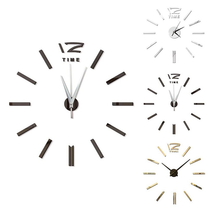 Zollor 3D Acrylic Modern DIY Large Wall-Clock Sticker Mute Digital Wall Big Clock Living Room Home Office Decorate